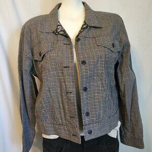 Lucia Vintage Women’s SZ 16 Black, Red, Blue, Yellow Plaid Button Down Blazer